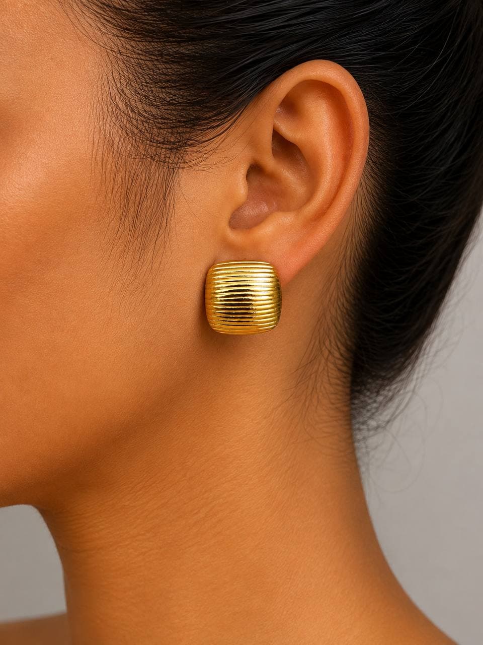 Steel gold earring