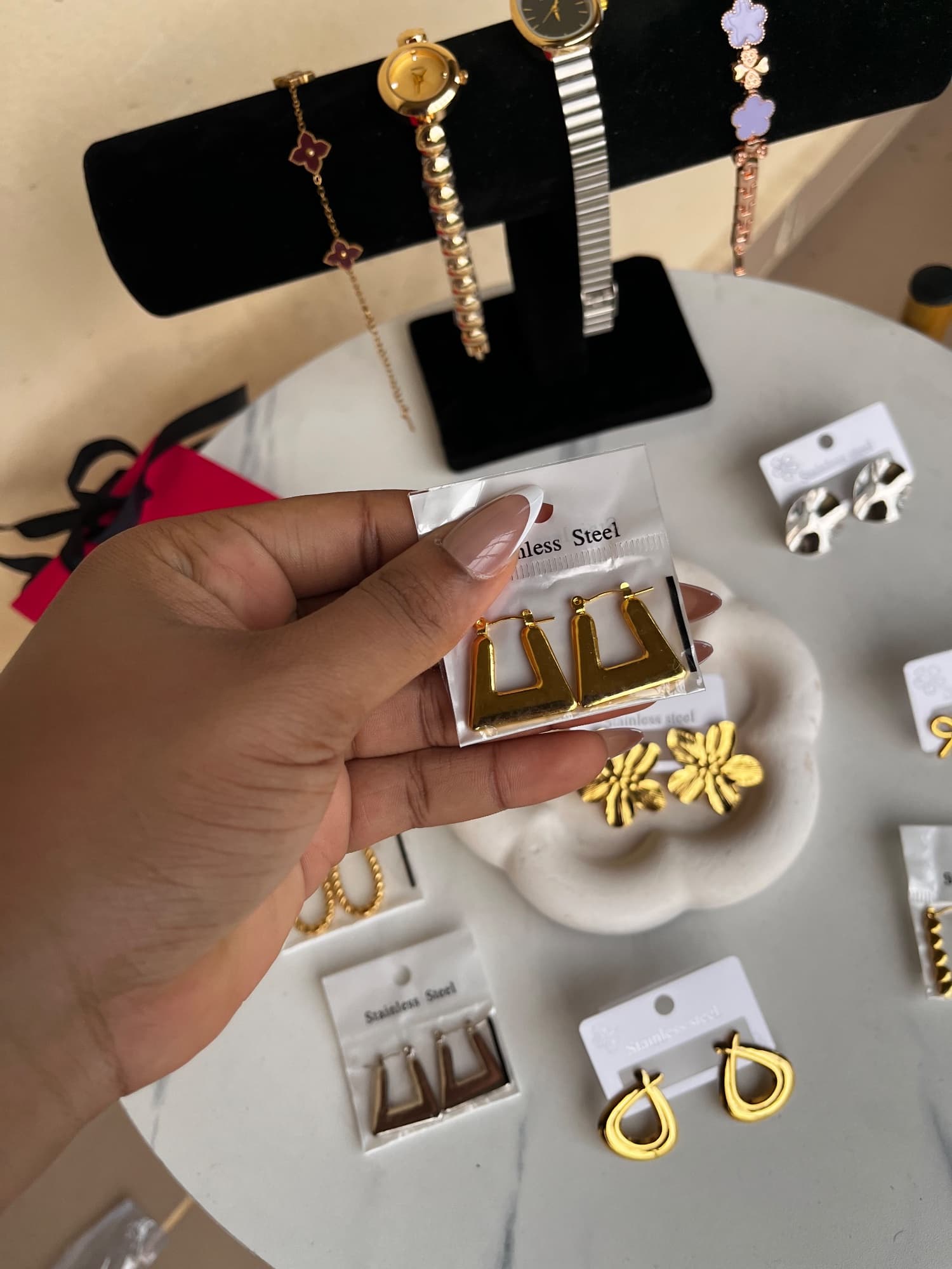 Gold hoop earring